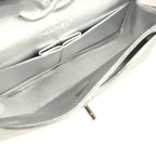Small Classic Double Flap Silver Hammered Metallic Calfskin Silver Hardware