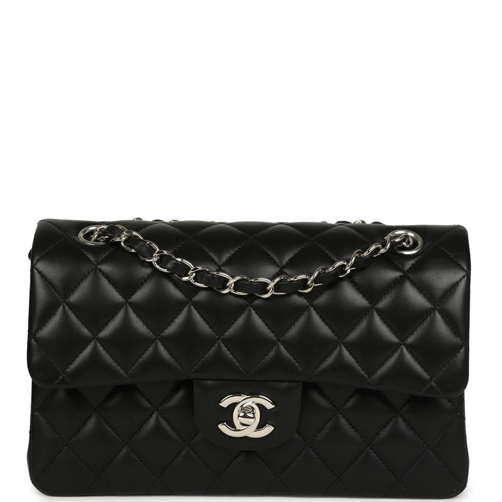 Small Classic Double Flap Bag Black Lambskin Silver Hardware