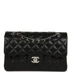 Small Classic Double Flap Bag Black Lambskin Silver Hardware