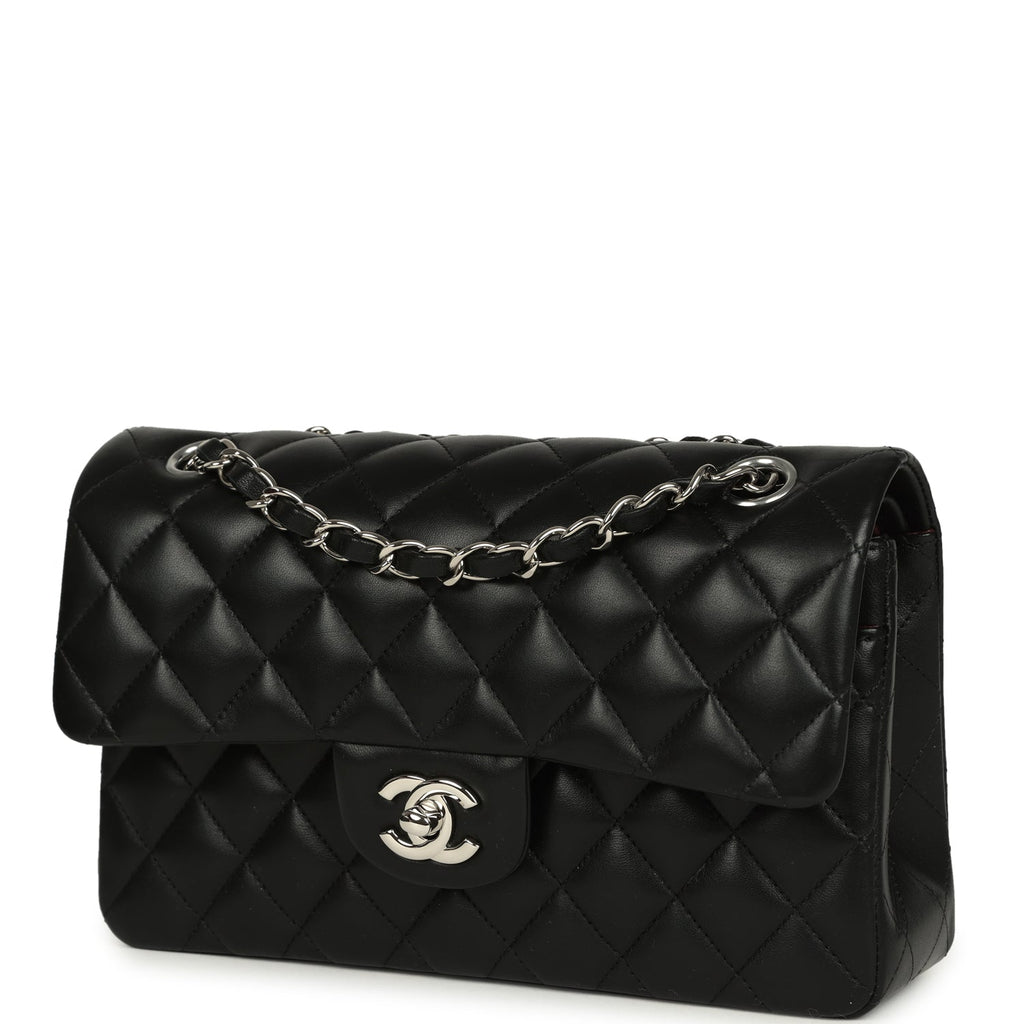 Small Classic Double Flap Bag Black Lambskin Silver Hardware