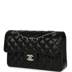 Small Classic Double Flap Bag Black Lambskin Silver Hardware