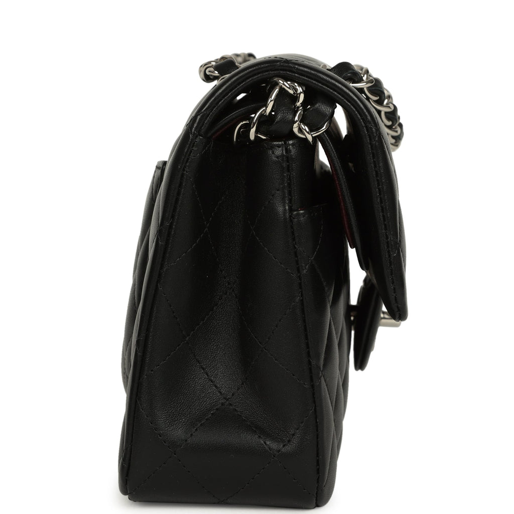 Small Classic Double Flap Bag Black Lambskin Silver Hardware