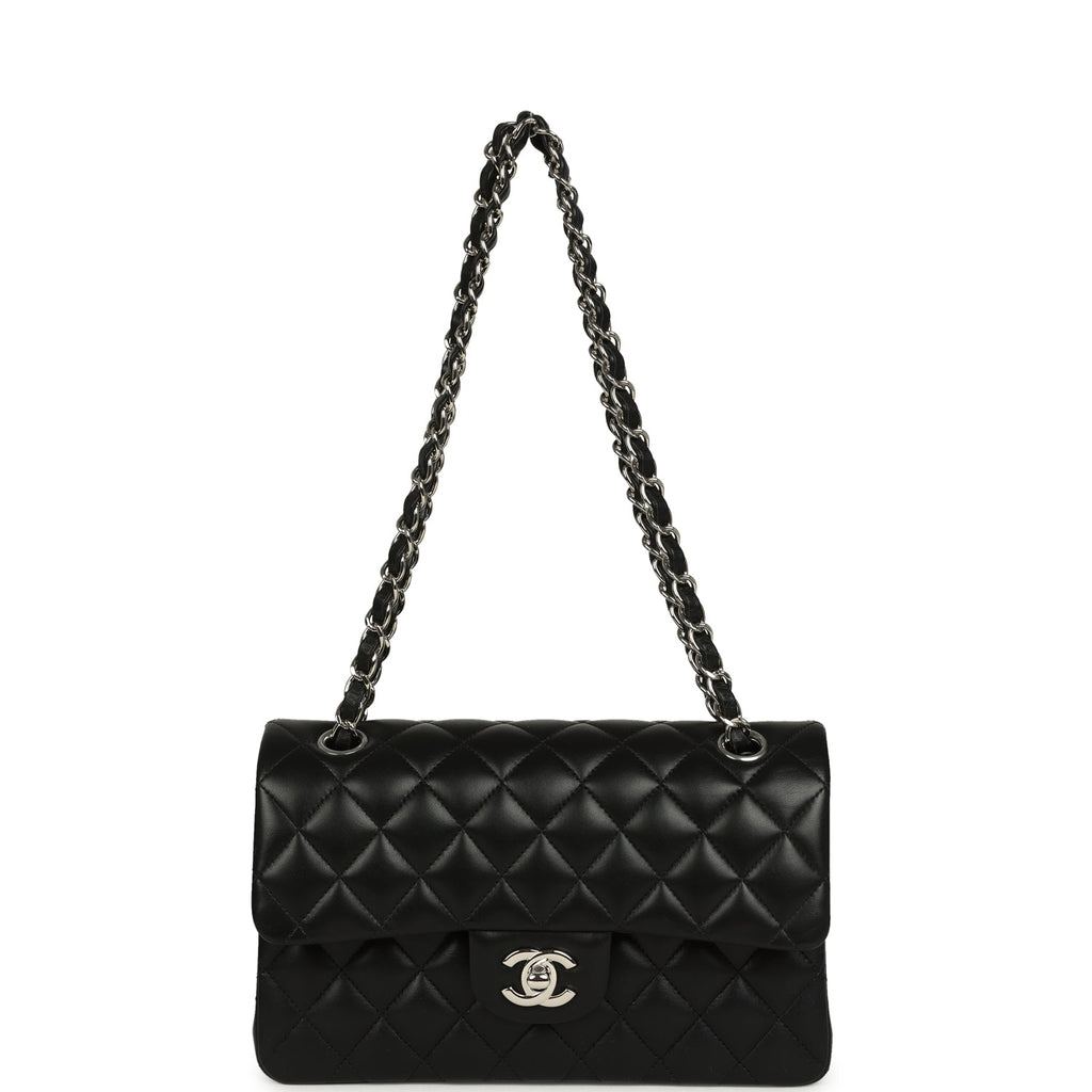 Small Classic Double Flap Bag Black Lambskin Silver Hardware