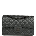 Small Classic Double Flap Bag So Black Iridescent Lambskin Black Hardware