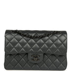 Small Classic Double Flap Bag So Black Iridescent Lambskin Black Hardware
