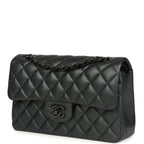 Small Classic Double Flap Bag So Black Iridescent Lambskin Black Hardware
