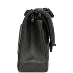 Small Classic Double Flap Bag So Black Iridescent Lambskin Black Hardware