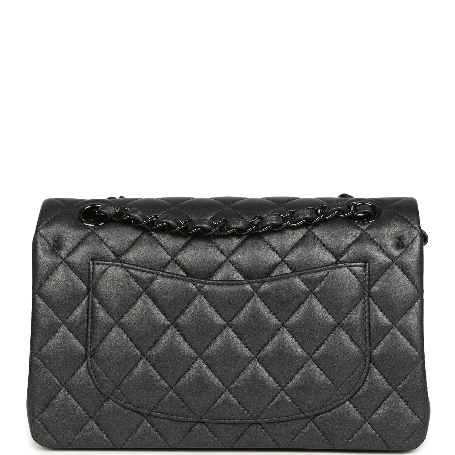 Small Classic Double Flap Bag So Black Iridescent Lambskin Black Hardware
