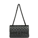 Small Classic Double Flap Bag So Black Iridescent Lambskin Black Hardware