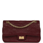 Small "Crush" Reissue 225 2.55 Double Flap Bag Burgundy Lambskin Gold Hardware