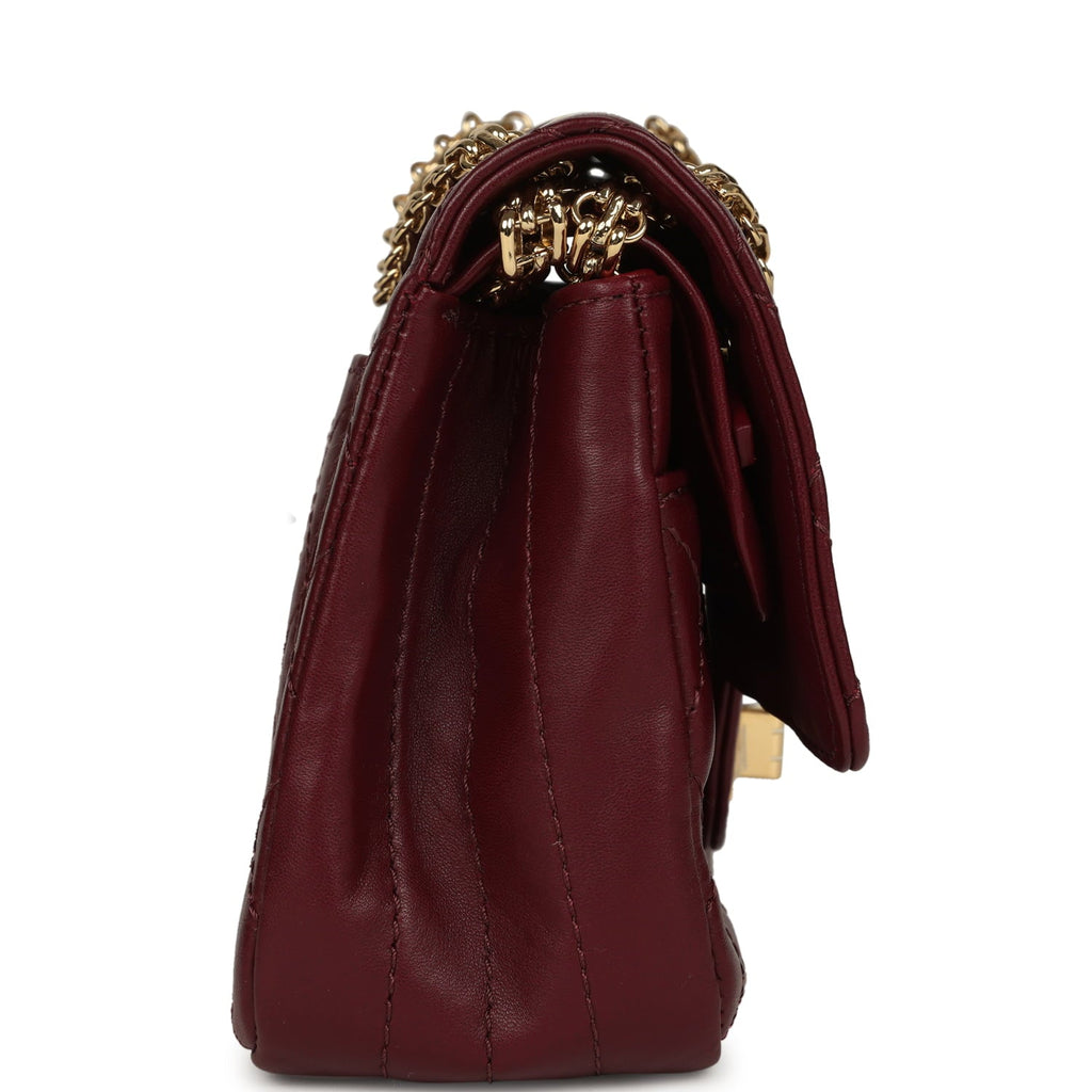 Small "Crush" Reissue 225 2.55 Double Flap Bag Burgundy Lambskin Gold Hardware