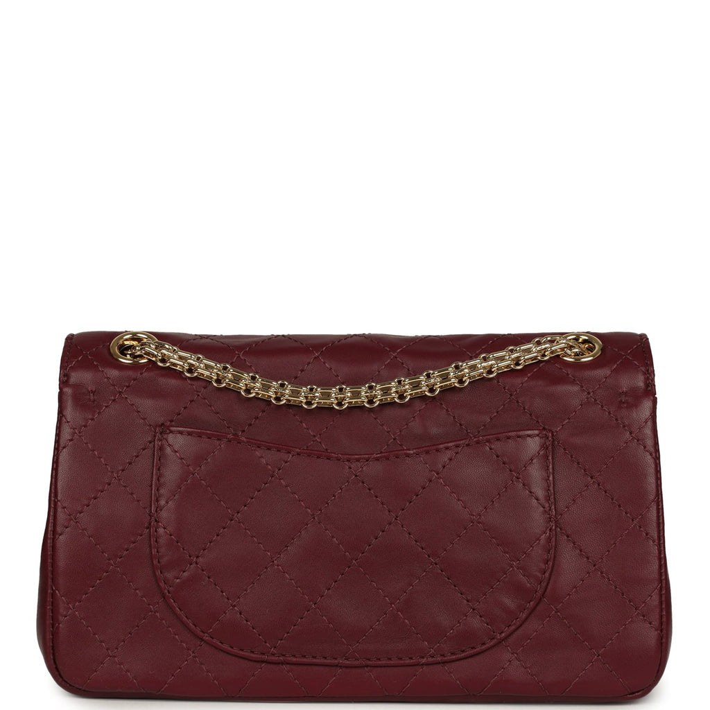Small "Crush" Reissue 225 2.55 Double Flap Bag Burgundy Lambskin Gold Hardware