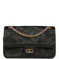 Small "Crush" Reissue 225 2.55 Double Flap Bag Black Lambskin Gold Hardware