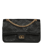 Small "Crush" Reissue 225 2.55 Double Flap Bag Black Lambskin Gold Hardware