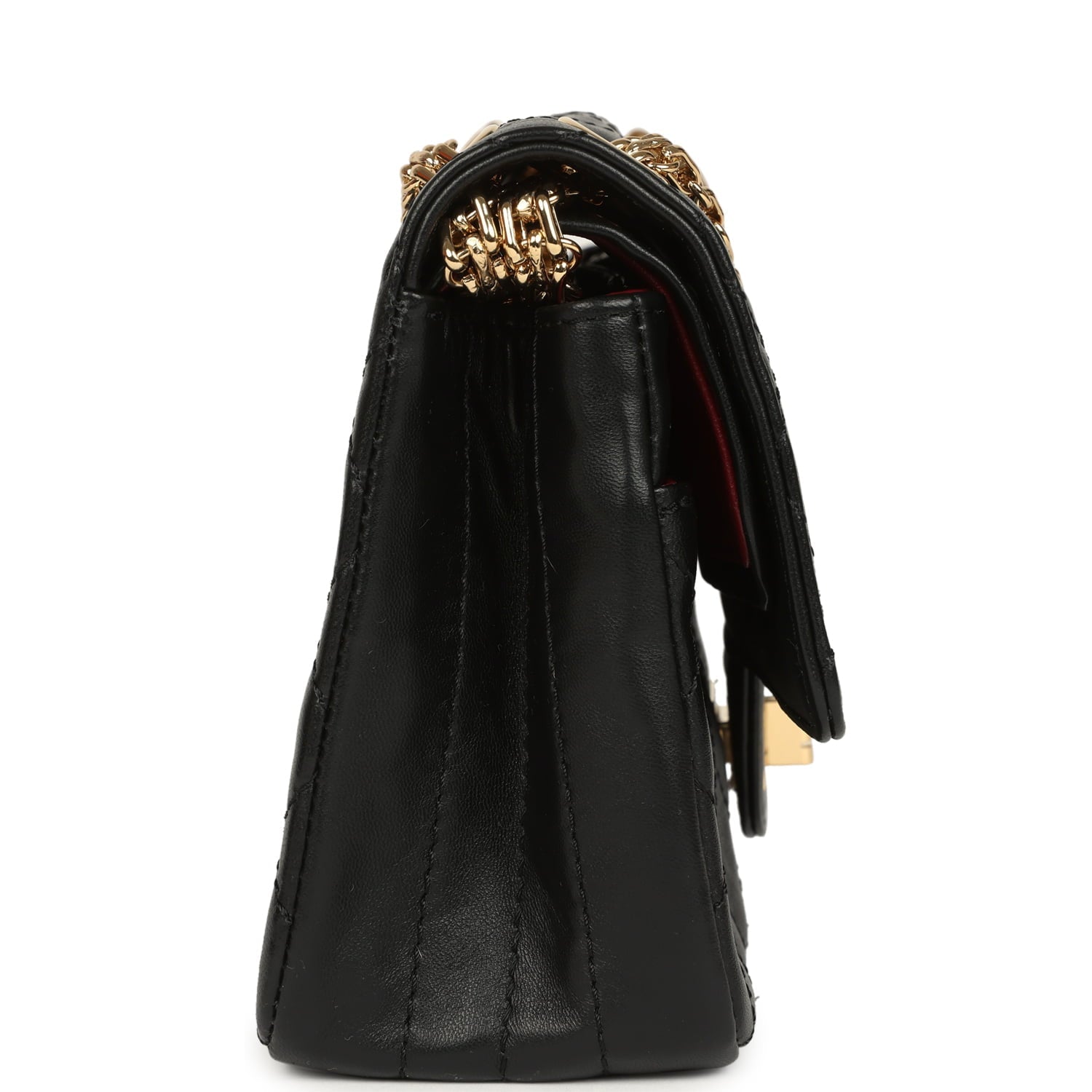 Small "Crush" Reissue 225 2.55 Double Flap Bag Black Lambskin Gold Hardware