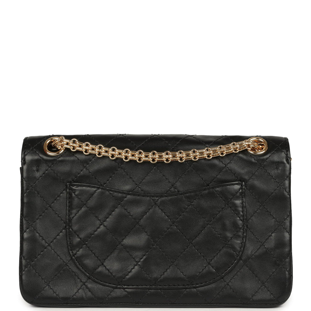 Small "Crush" Reissue 225 2.55 Double Flap Bag Black Lambskin Gold Hardware