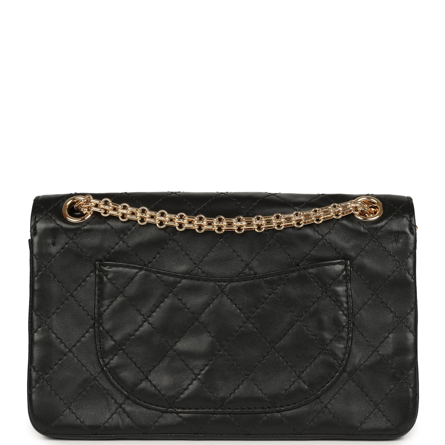 Small "Crush" Reissue 225 2.55 Double Flap Bag Black Lambskin Gold Hardware
