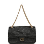 Small "Crush" Reissue 225 2.55 Double Flap Bag Black Lambskin Gold Hardware