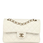 Small Classic Double Flap Bag Off White Shiny Caviar Light Gold Hardware