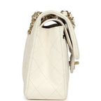 Small Classic Double Flap Bag Off White Shiny Caviar Light Gold Hardware