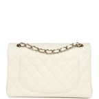 Small Classic Double Flap Bag Off White Shiny Caviar Light Gold Hardware