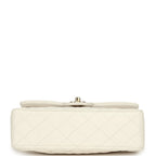 Small Classic Double Flap Bag Off White Shiny Caviar Light Gold Hardware