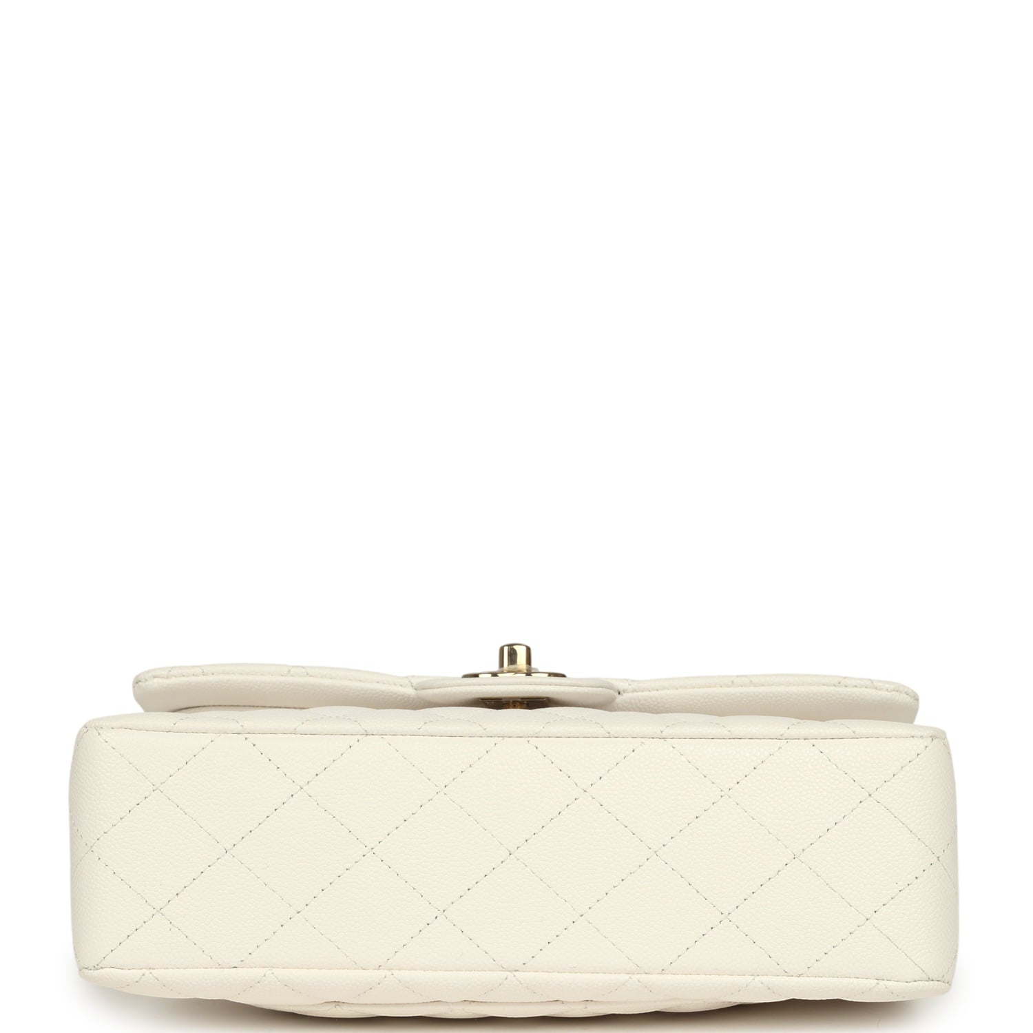Small Classic Double Flap Bag Off White Shiny Caviar Light Gold Hardware