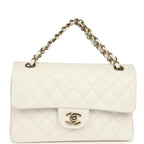 Small Classic Double Flap Bag Off White Shiny Caviar Light Gold Hardware