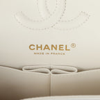 Small Classic Double Flap Bag Off White Shiny Caviar Light Gold Hardware