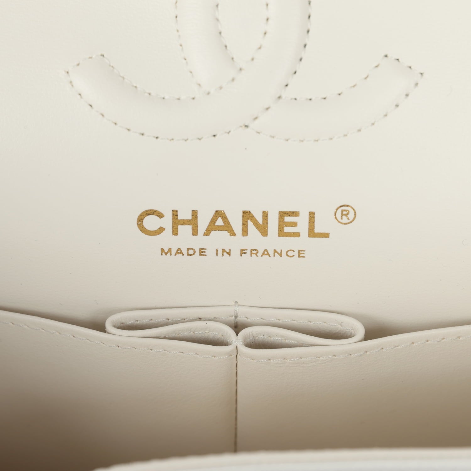 Small Classic Double Flap Bag Off White Shiny Caviar Light Gold Hardware