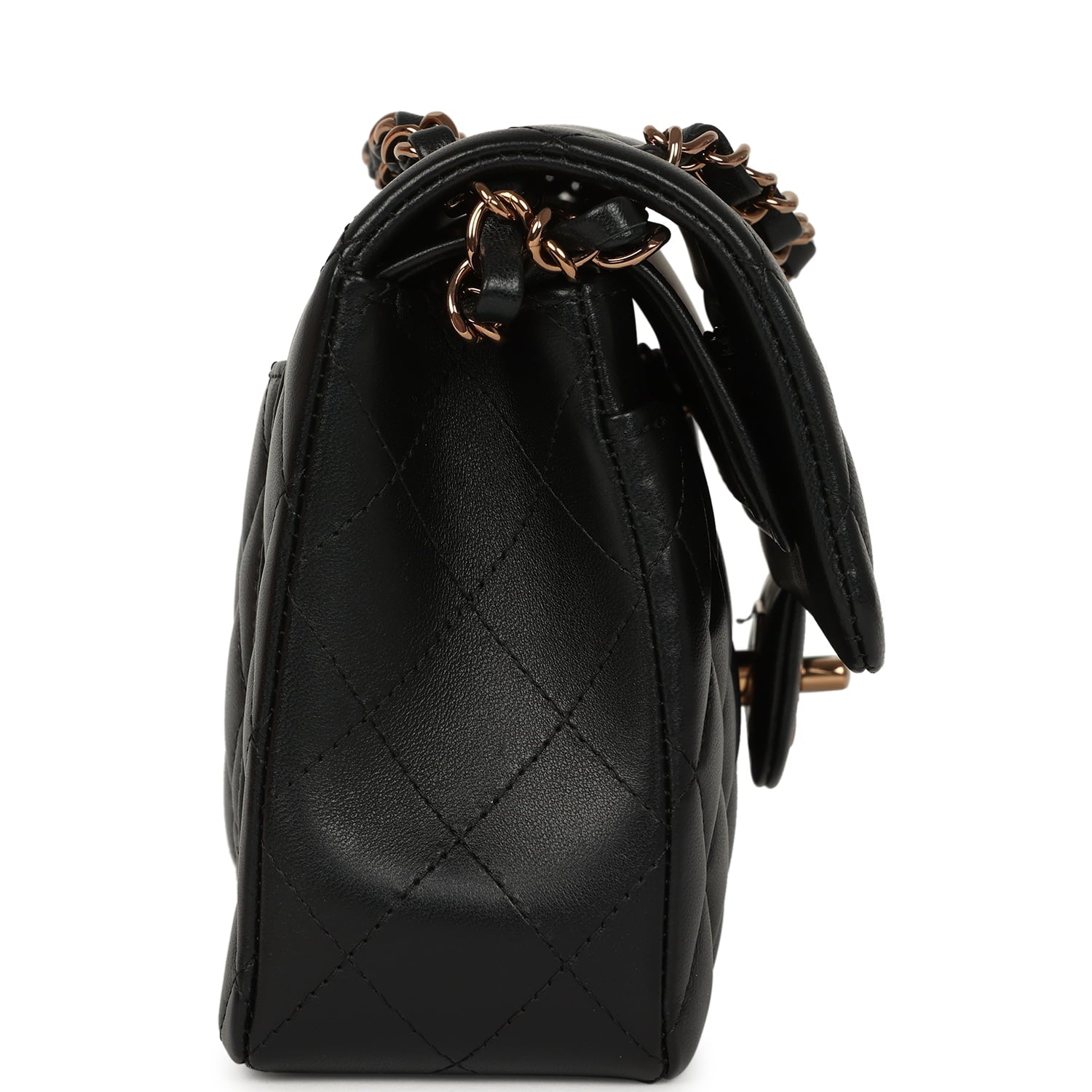 Small Classic Double Flap Bag Black Lambskin Rose Gold Hardware