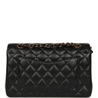Small Classic Double Flap Bag Black Lambskin Rose Gold Hardware