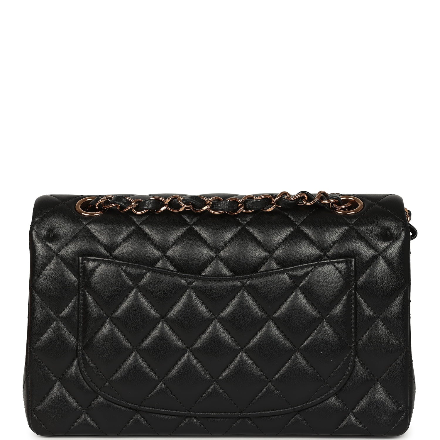 Small Classic Double Flap Bag Black Lambskin Rose Gold Hardware