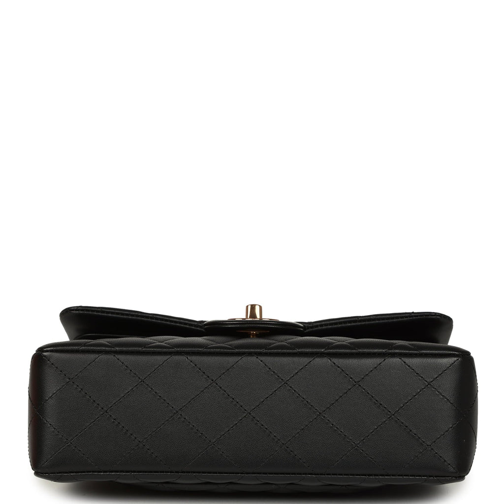 Small Classic Double Flap Bag Black Lambskin Rose Gold Hardware