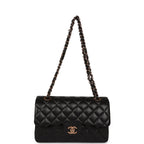 Small Classic Double Flap Bag Black Lambskin Rose Gold Hardware