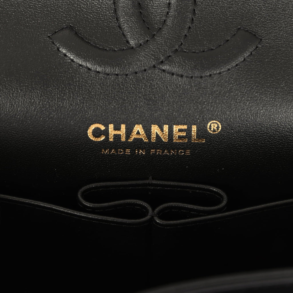 Small Classic Double Flap Bag Black Lambskin Rose Gold Hardware