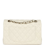 Small Classic Double Flap Bag White Shiny Caviar Light Gold Hardware