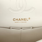 Small Classic Double Flap Bag White Shiny Caviar Light Gold Hardware