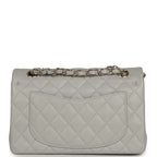 Small Classic Double Flap Bag Light Grey Caviar Light Gold Hardware
