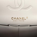 Small Classic Double Flap Bag Light Grey Caviar Light Gold Hardware