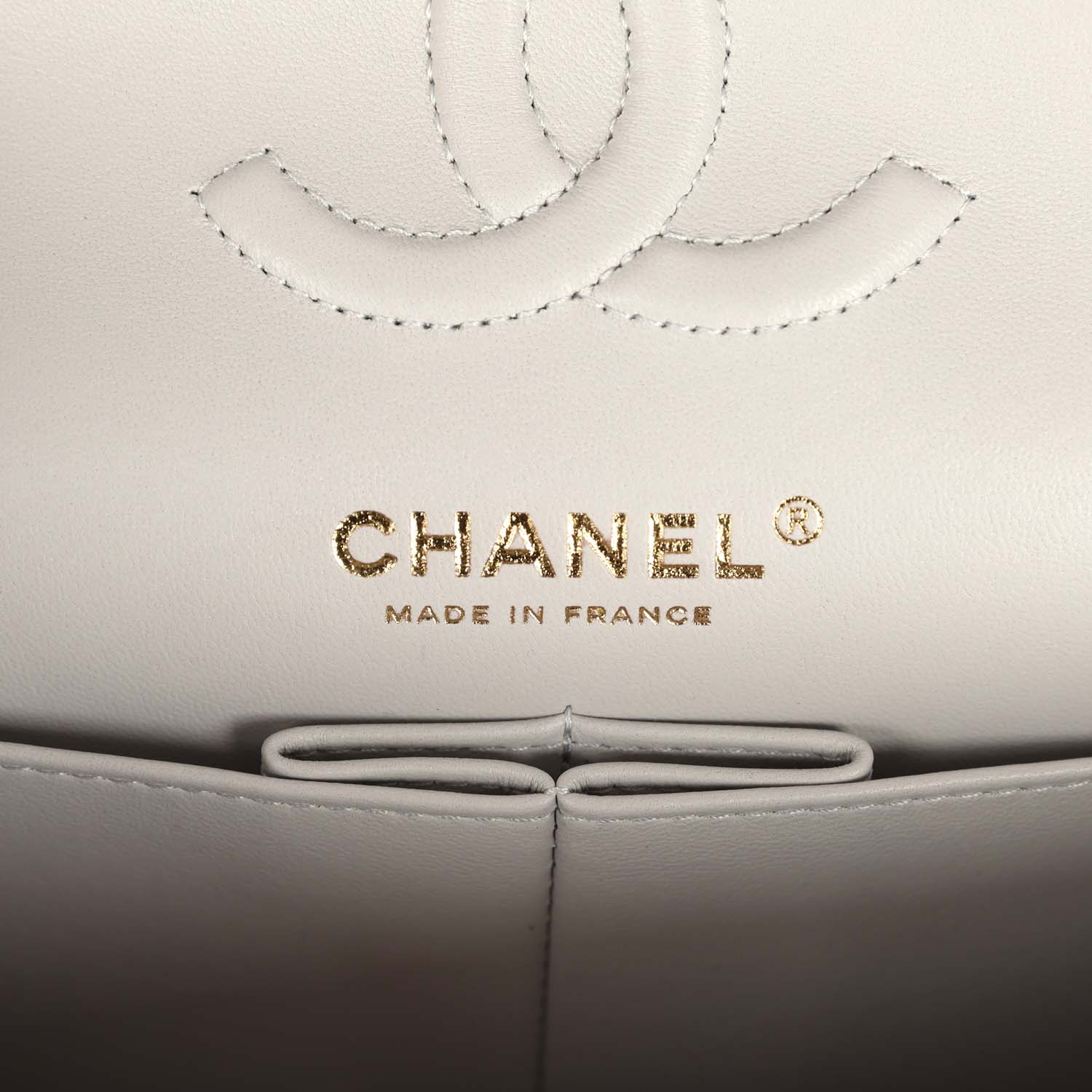 Small Classic Double Flap Bag Light Grey Caviar Light Gold Hardware