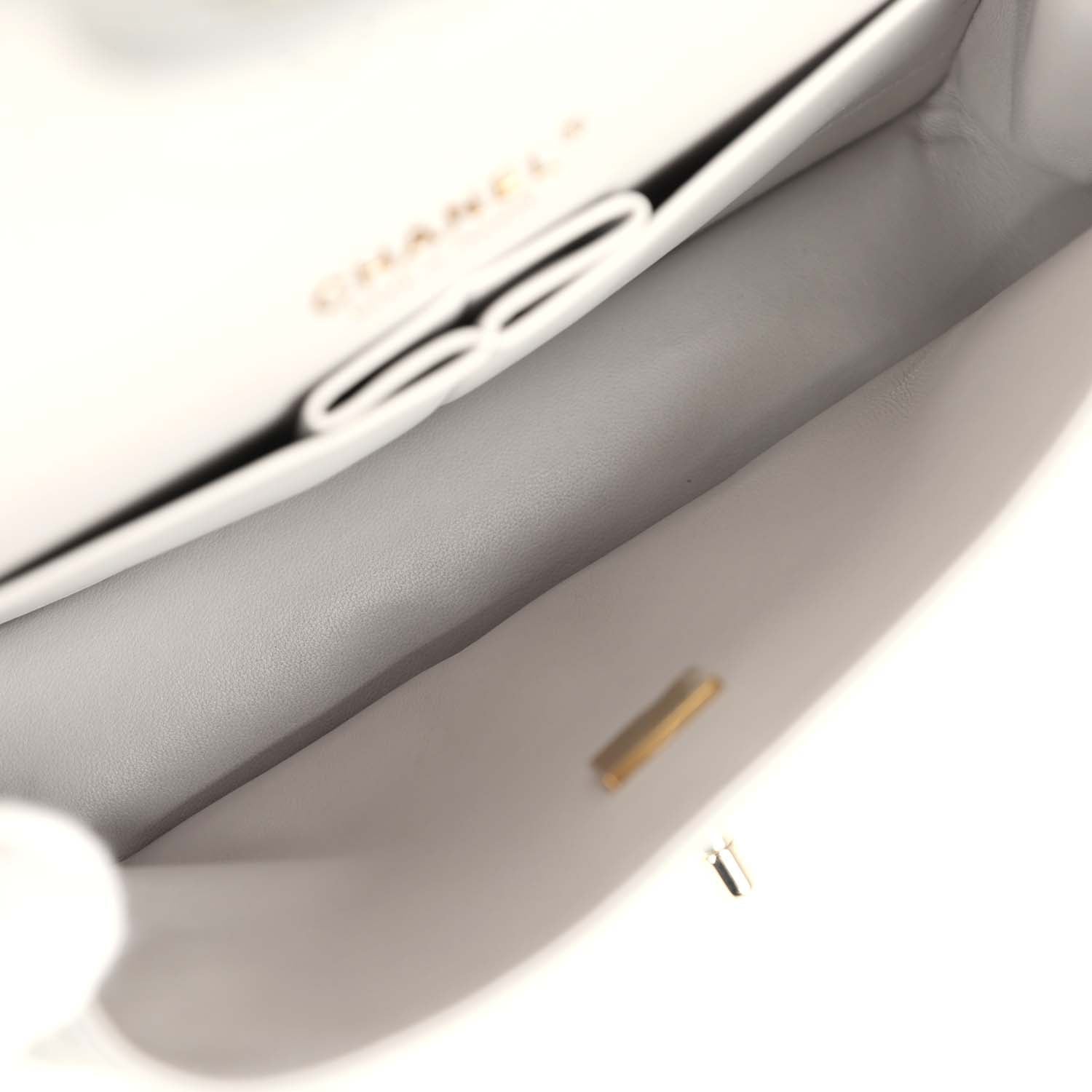Small Classic Double Flap Bag Light Grey Caviar Light Gold Hardware