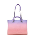 Small Deauville Shopping Tote Pink and Purple Ombre Calfskin Silver Hardware