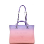 Small Deauville Shopping Tote Pink and Purple Ombre Calfskin Silver Hardware