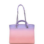 Small Deauville Shopping Tote Pink and Purple Ombre Calfskin Silver Hardware