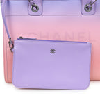 Small Deauville Shopping Tote Pink and Purple Ombre Calfskin Silver Hardware