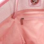 Medium Deauville Shopping Tote Light Pink Raffia and Canvas Silver Hardware