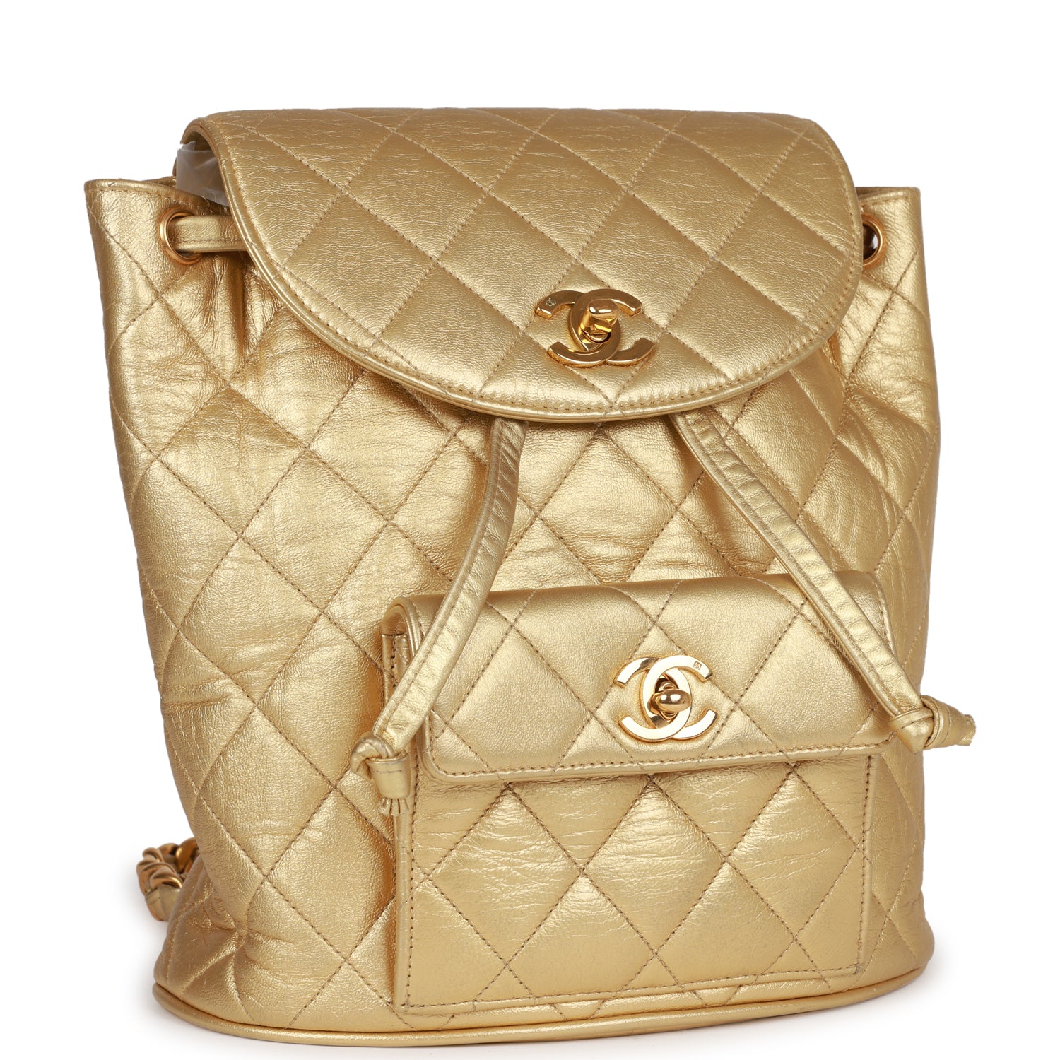 Vintage Duma Backpack Gold Metallic Lambskin Gold Hardware