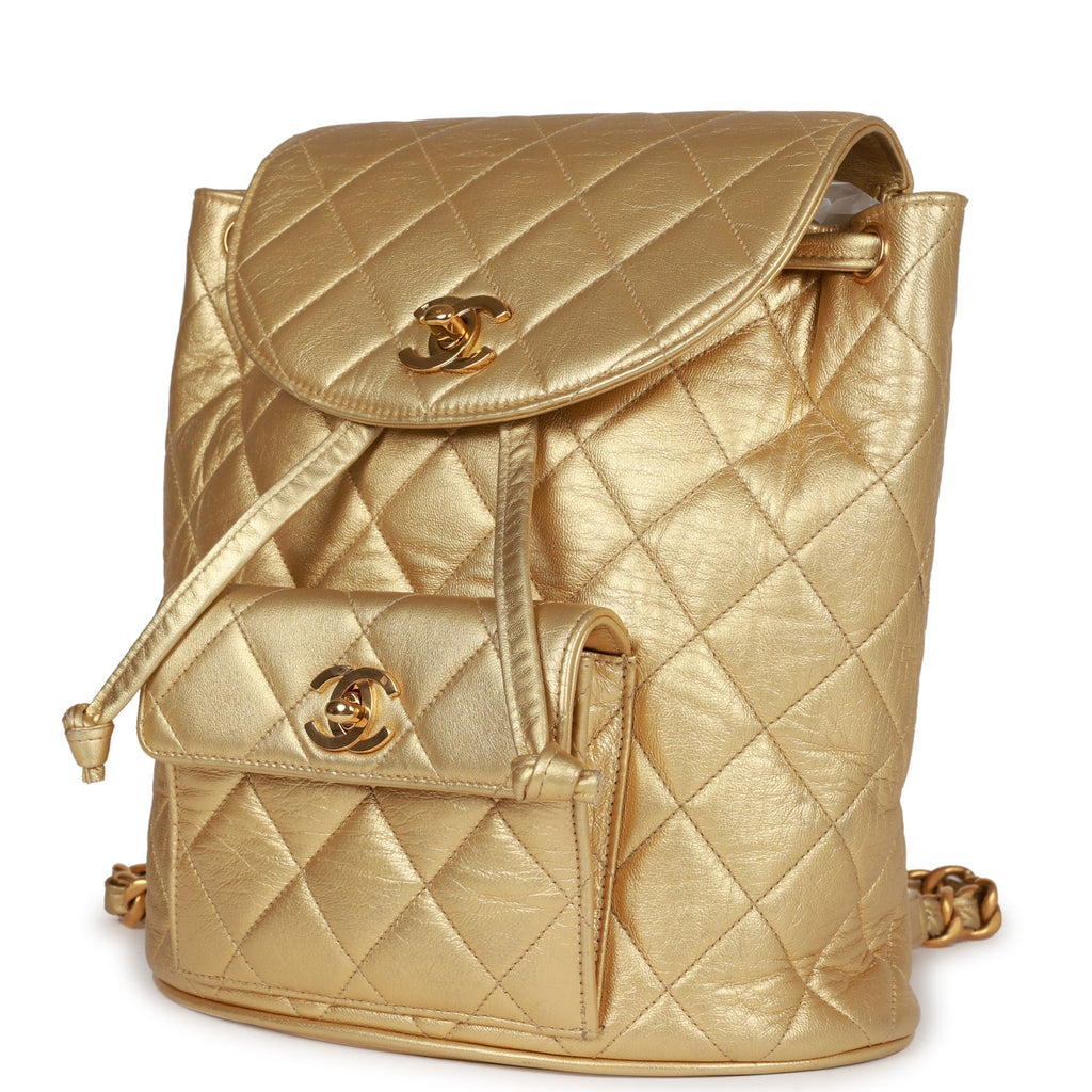 Vintage Duma Backpack Gold Metallic Lambskin Gold Hardware
