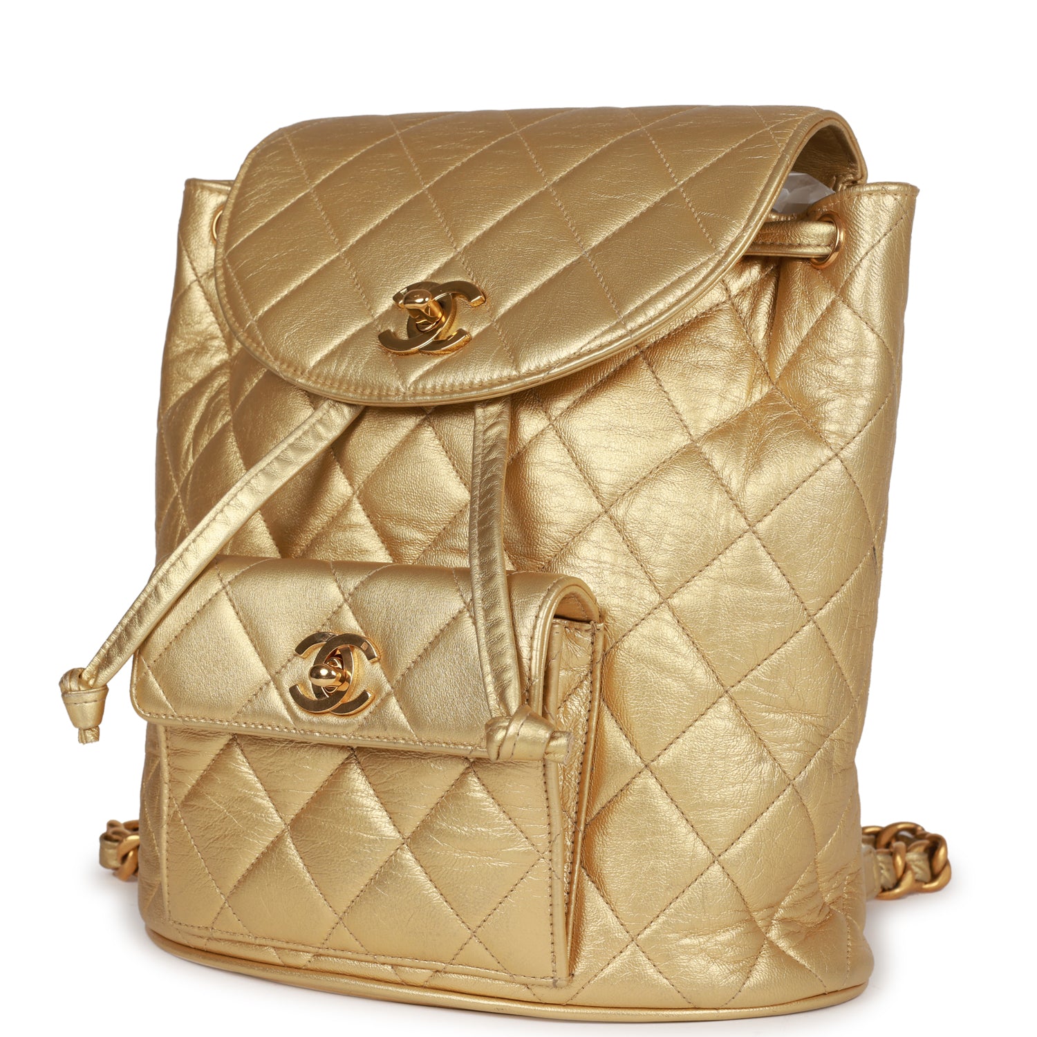 Vintage Duma Backpack Gold Metallic Lambskin Gold Hardware